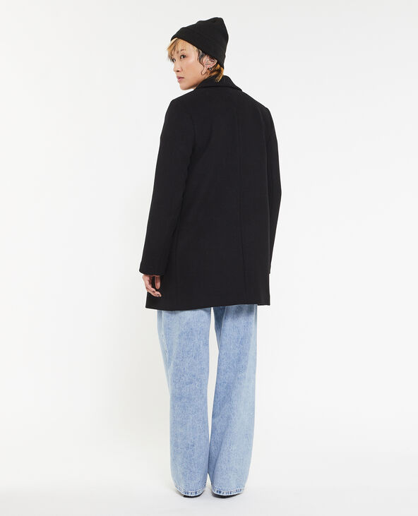 Manteau court drap de laine noir - Pimkie
