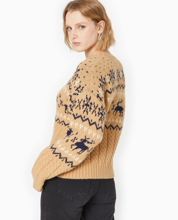 Pull de Noël jacquard avec torsades beige - Pimkie