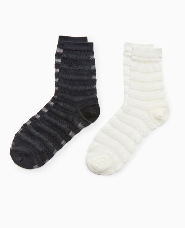 Paire de chaussettes bi-matière blanc - Pimkie