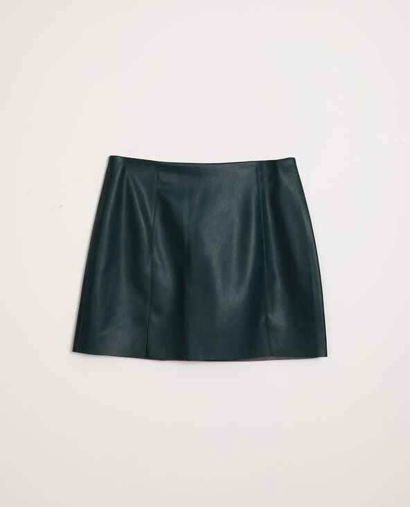 Jupe courte simili cuir vert foncé - Pimkie