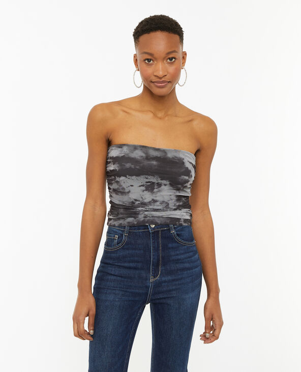 Top bustier en tulle effet marbré gris - Pimkie