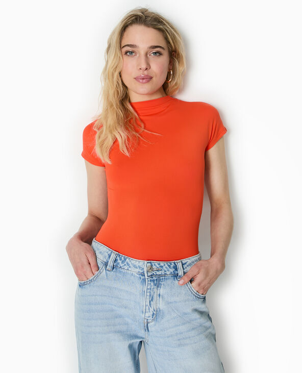 Body manches courtes col montant orange - Pimkie