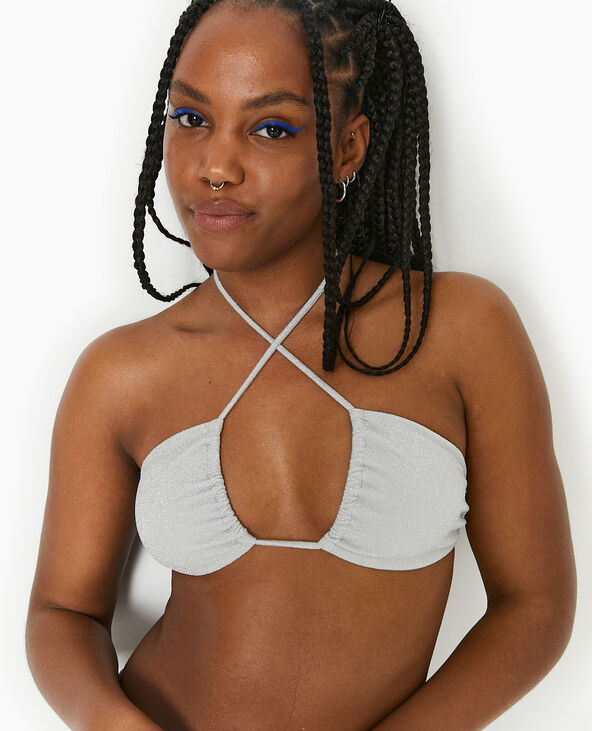 Haut de maillot de bain triangle multiposition argenté - Pimkie