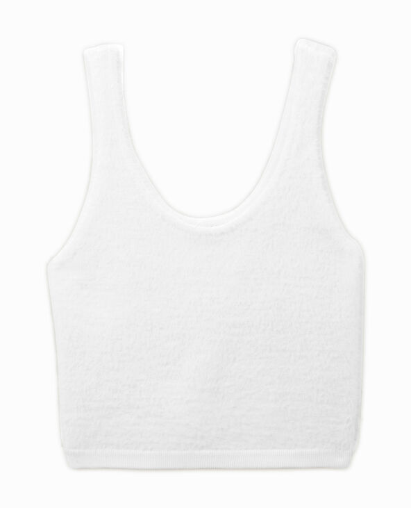 Top court en maille fluffy blanc - Pimkie