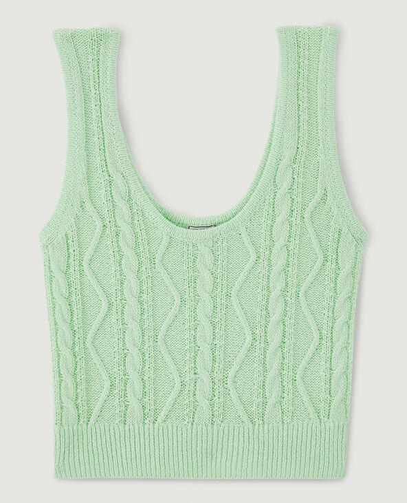 Top court en maille vert anis - Pimkie