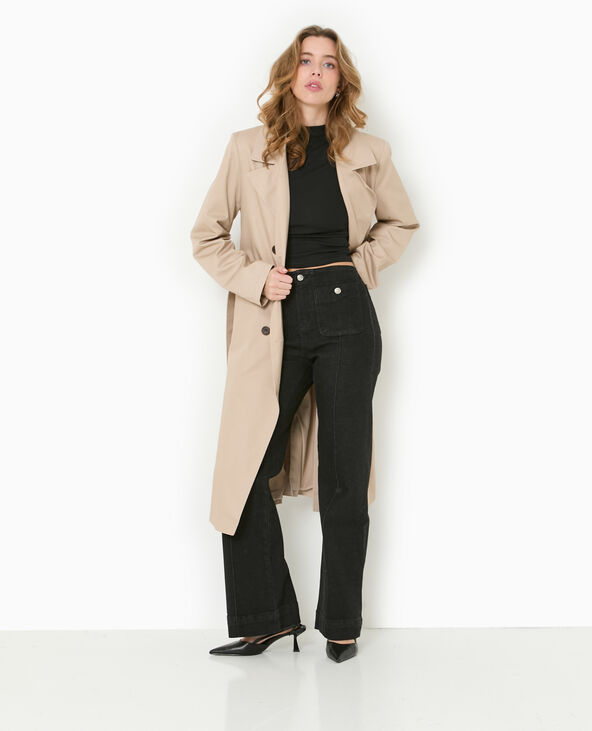 Jean flare taille haute avec poches plaquées noir - Pimkie