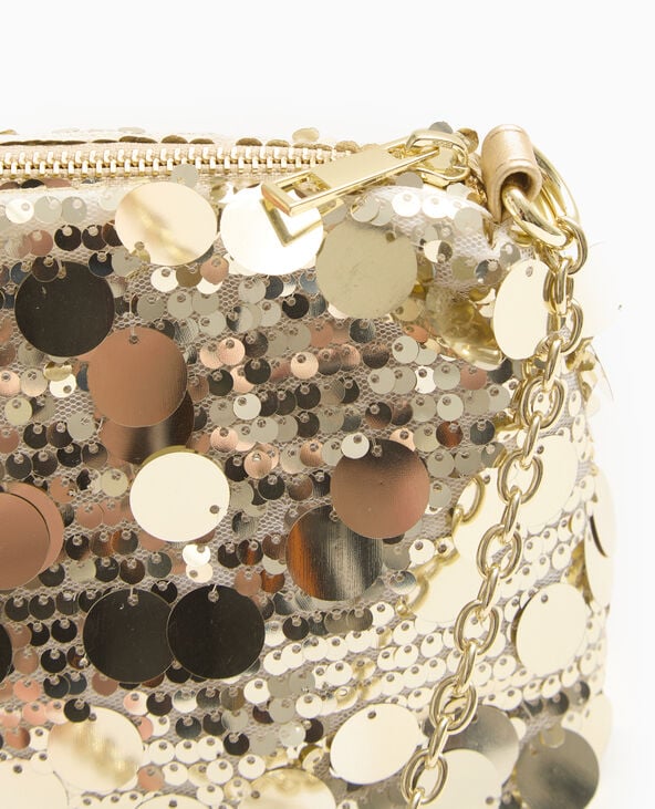 Sac en tissu recouvert de petits et grands sequins doré - Pimkie