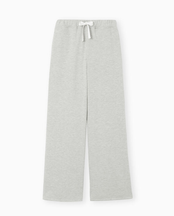 Pantalon large en molleton doublé de fourrure gris chiné - Pimkie