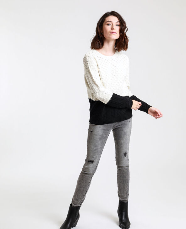Pull bicolore blanc - Pimkie