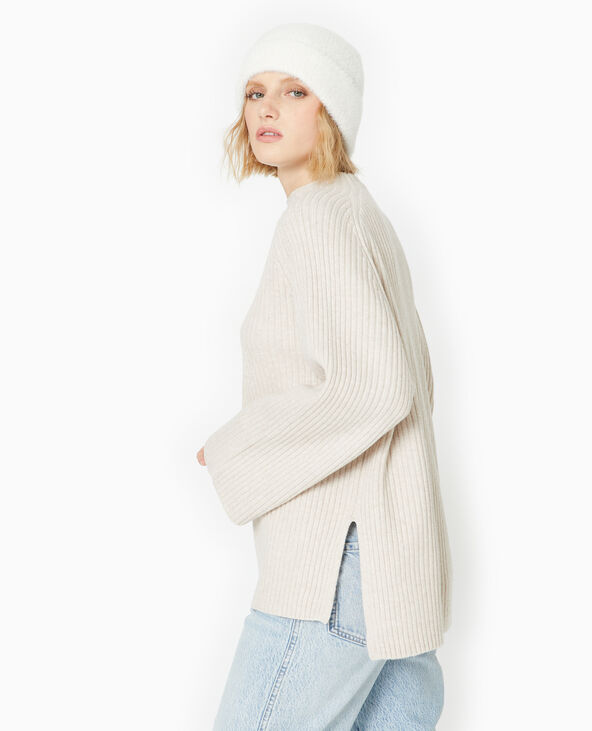 Pull oversize en maille côtelée beige - Pimkie
