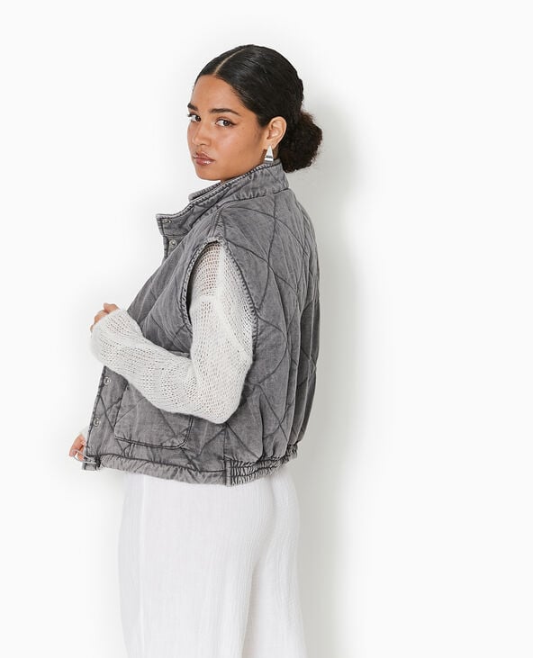 Veste sans manches matelassée en jean blanc - Pimkie