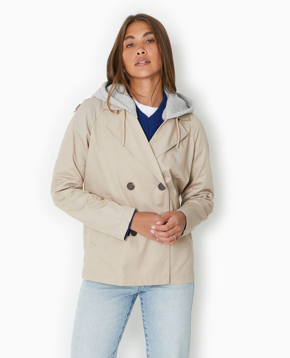 Veste trench avec capuche molleton amovible beige - Pimkie
