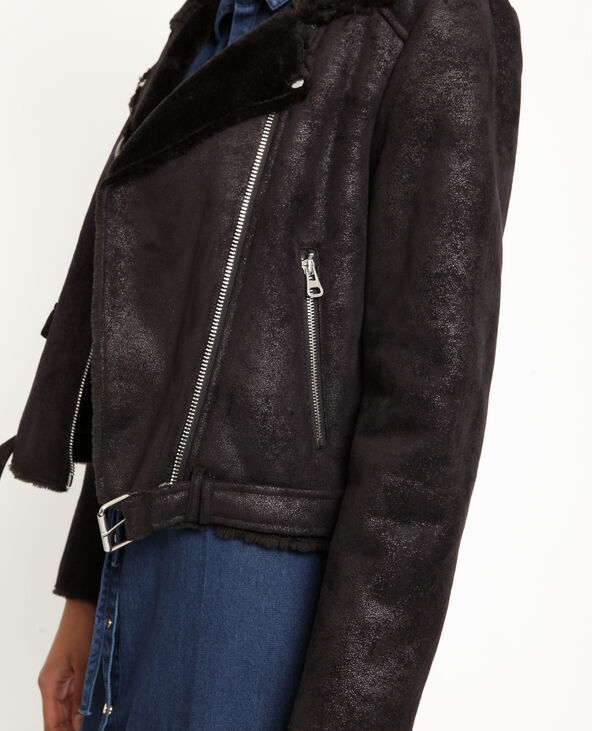 Blouson biker doublé noir - Pimkie