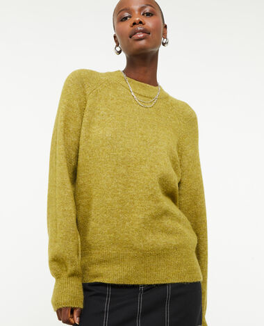 Pull col rond avec laine vert olive - Pimkie