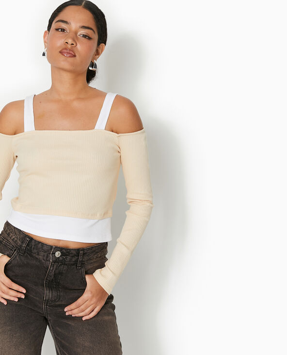 Top court effet 2 en 1 beige - Pimkie