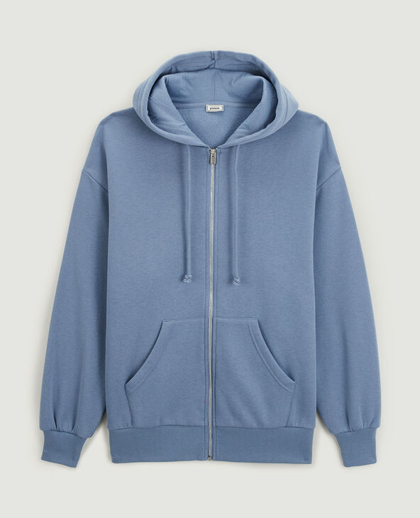 Sweat zippé oversize avec capuche bleu - Pimkie