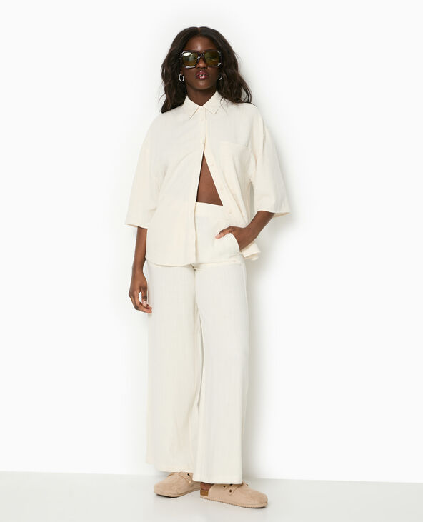 Pantalon droit avec lin blanc - Pimkie