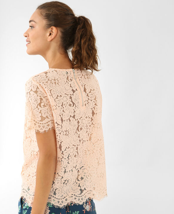 T-shirt en dentelle rose clair - Pimkie