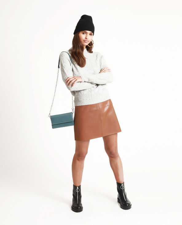Jupe en faux cuir marron - Pimkie