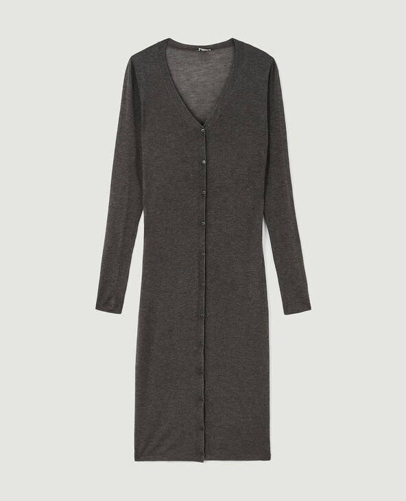 Robe longue boutonnée en maille gris foncé - Pimkie
