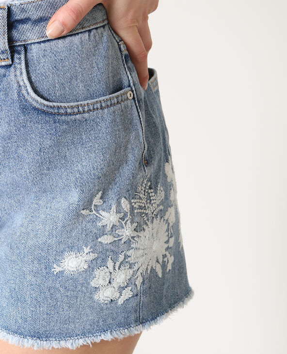 Short brodé bleu foncé - Pimkie
