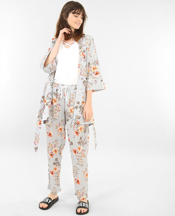 Pantalon homewear satin imprimé bleu - Pimkie