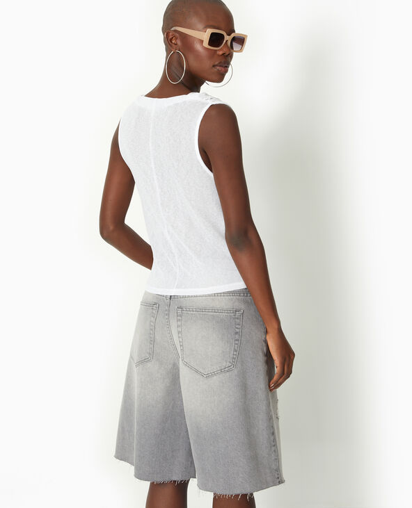 Top en maille légère avec encolure bénitier blanc - Pimkie