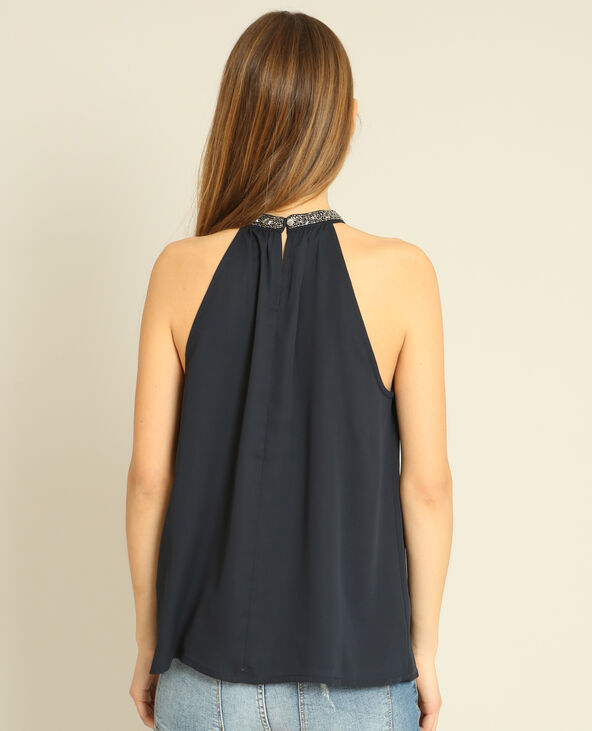 Blouse col bijoux bleu marine - Pimkie