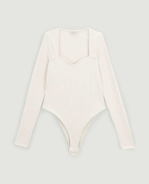 Body maille côtelée encolure cœur blanc - Pimkie