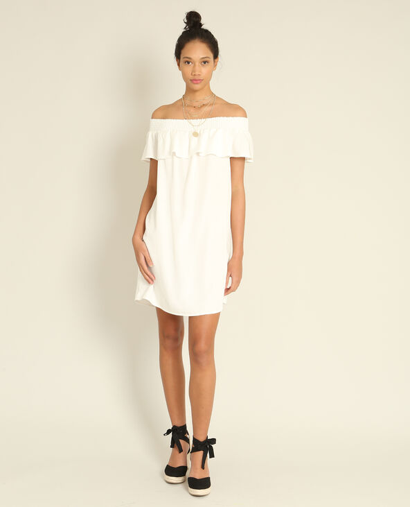 Robe à col bardot blanc - Pimkie