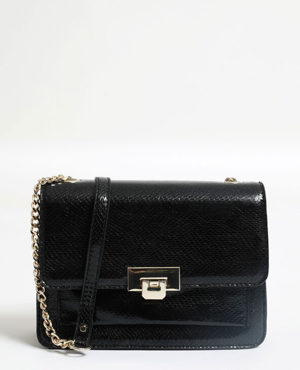 Sac en faux cuir python noir - Pimkie
