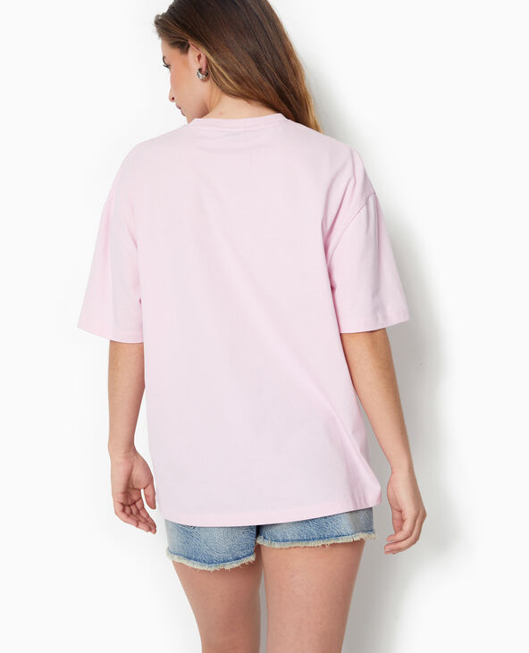 T-shirt oversize avec print devant Rose poudré - Pimkie