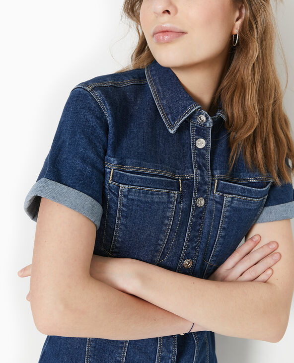 Robe courte et moulante en jean bleu - Pimkie