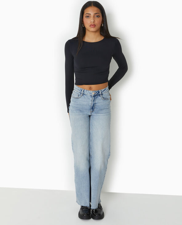 Top manches longues avec dos ouvert noir - Pimkie
