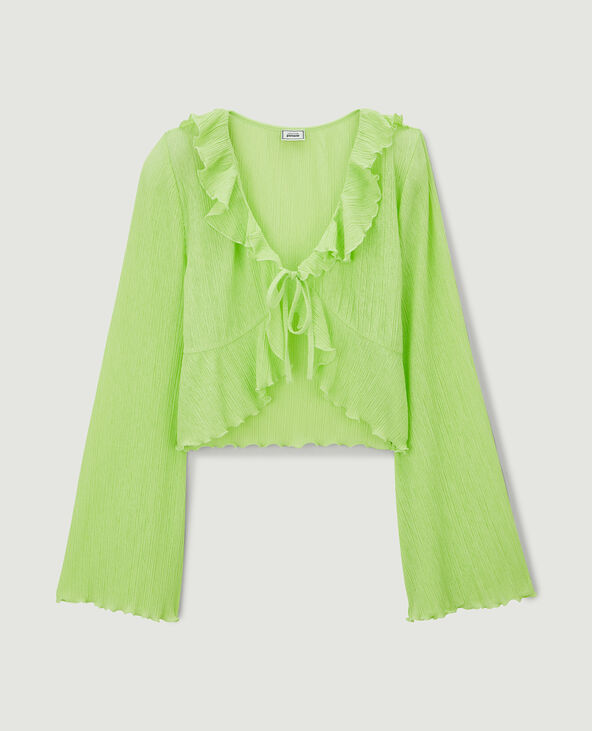 Top à nouer avec volants vert olive - Pimkie