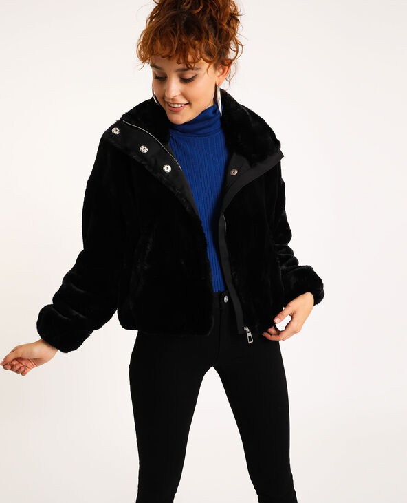 Blouson en fausse fourrure noir - Pimkie