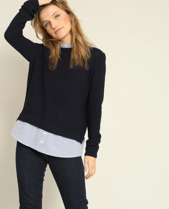 Pull col chemise sale femme