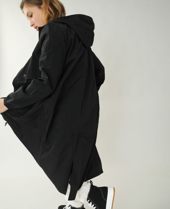 Manteau long coupe-vent noir - Pimkie