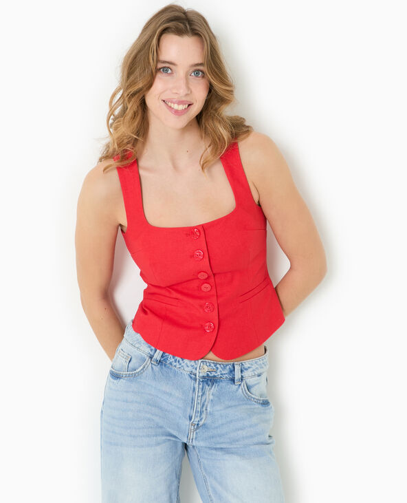 Top débardeur avec boutons rouge - Pimkie