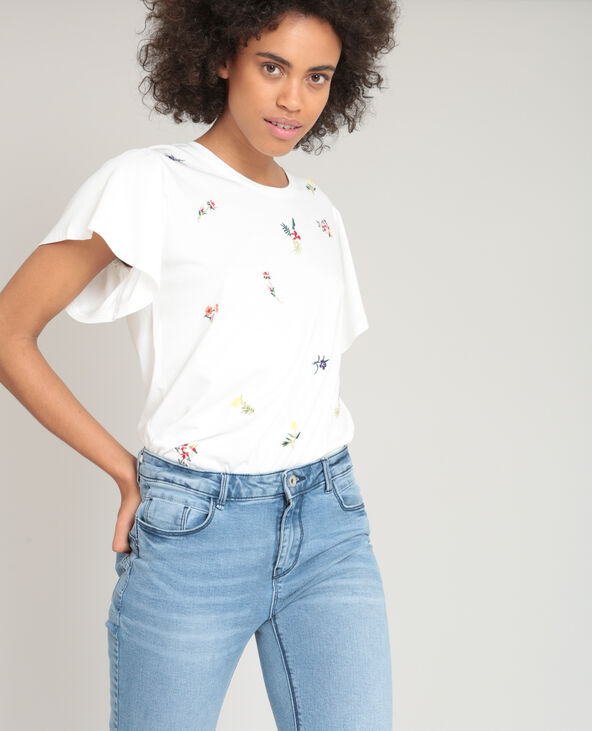 T-shirt brodé écru - Pimkie