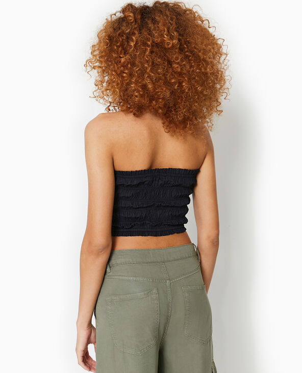 Top bustier smocké noir - Pimkie