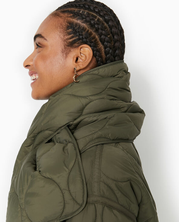 Veste matelassée + écharpe assortie vert kaki - Pimkie