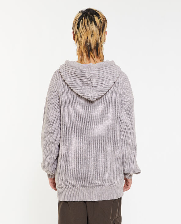 Pull capuche en grosse maille taupe - Pimkie