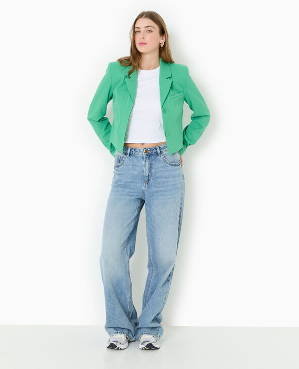 Veste courte avec boutons sous patte vert - Pimkie