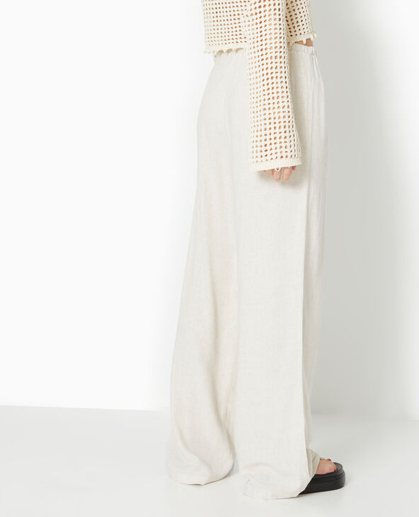 Pantalon droit et large avec taille élastiquée blanc - Pimkie