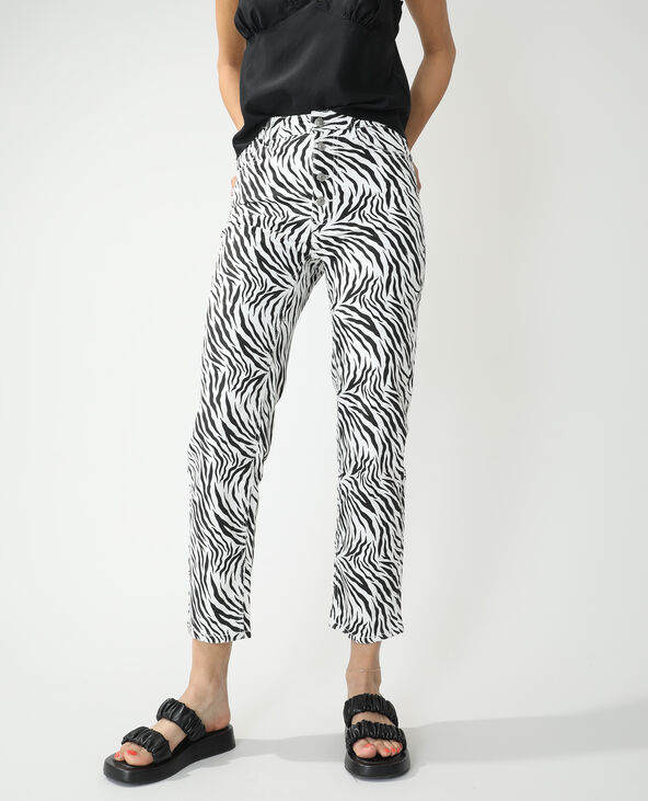 Jean straight high waist zébré noir - Pimkie