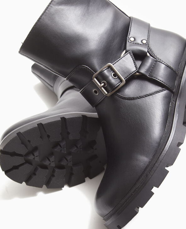 Boots motardes avec brides noir - Pimkie