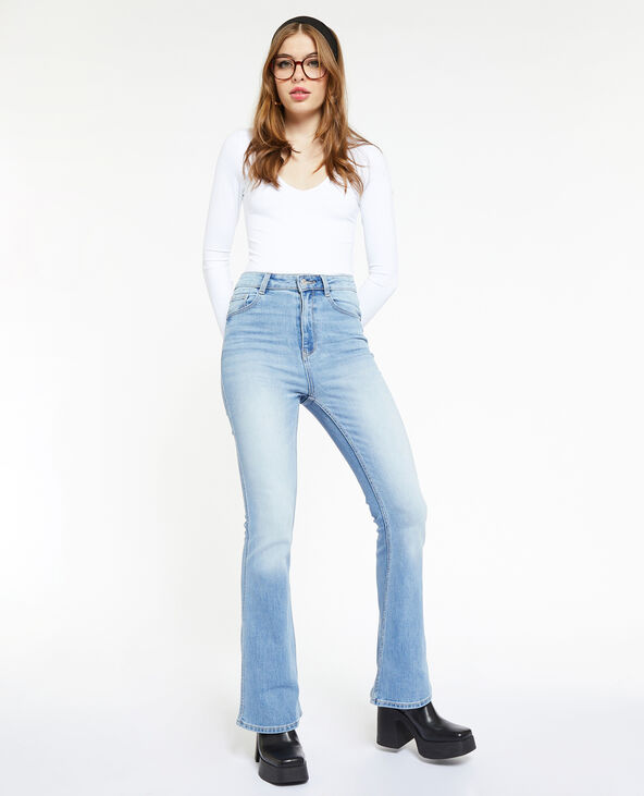 Jean flare taille haute bleu - Pimkie
