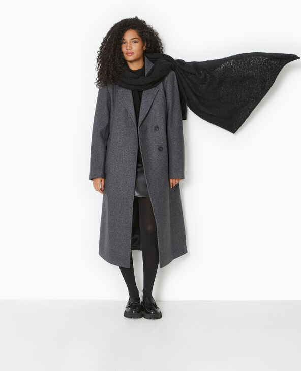 Echarpe châle en maille bouclette noir - Pimkie