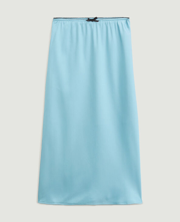 Jupe midi en tissu satiné bleu - Pimkie